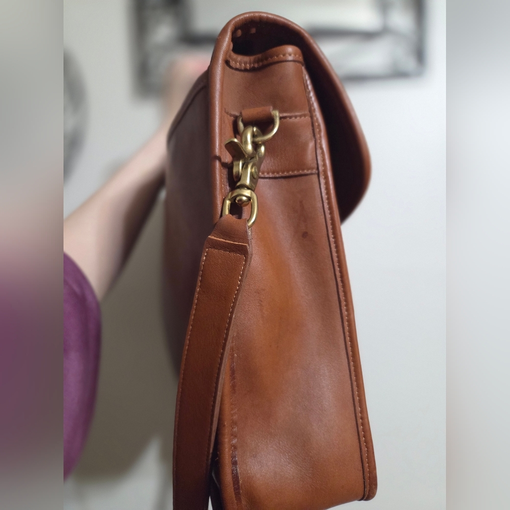Vintage Coach Leather British Tan Morgan Briefcase Crossbody - Picture 12 of 16